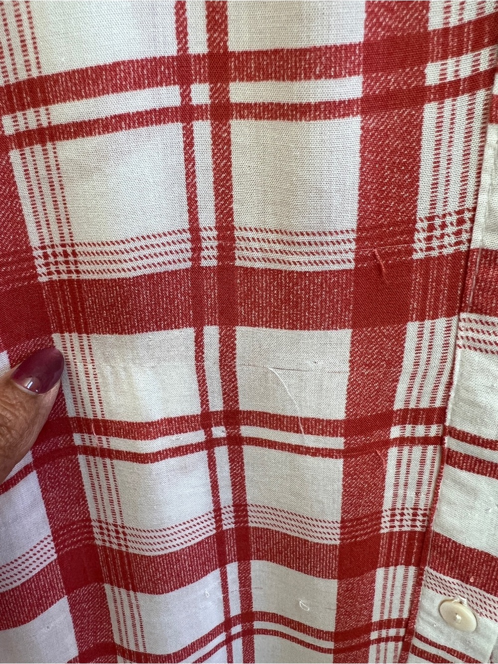 Umgee Plaid Button Front Shirt Dress Rayon Tie Waist Red White Small NWT Cottage - Picture 10 of 10